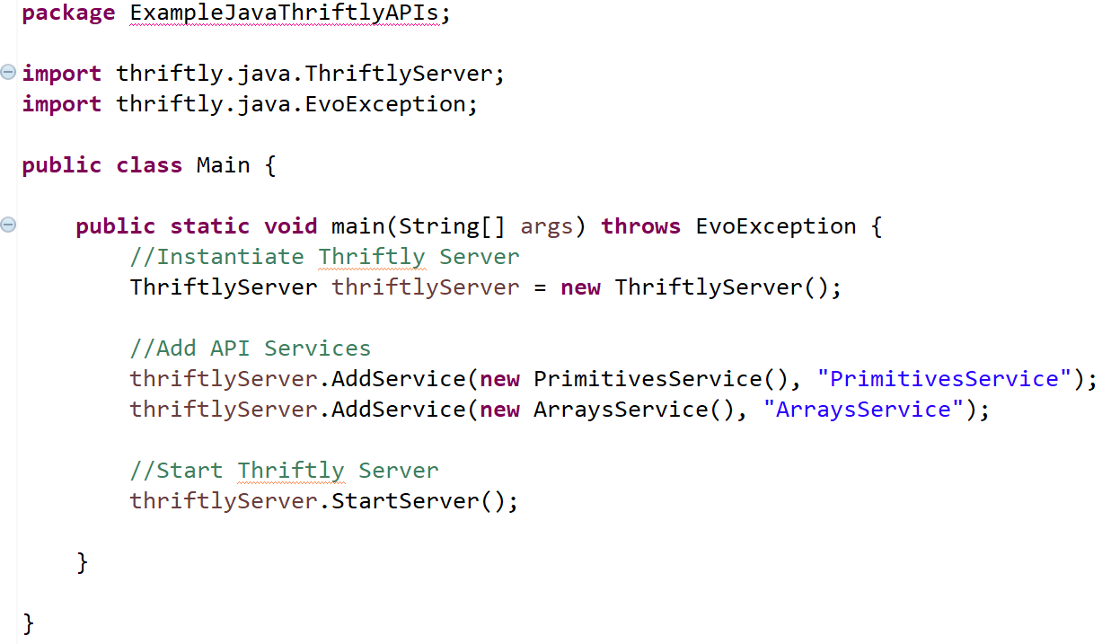 Example Main.java file for your sample Thriftly app