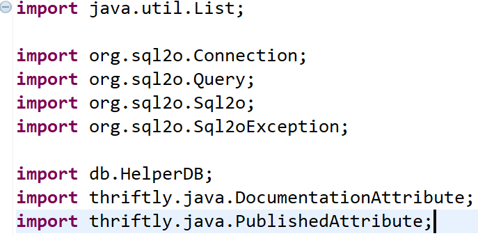 The import thriftly.java.PublishedAttribute directive