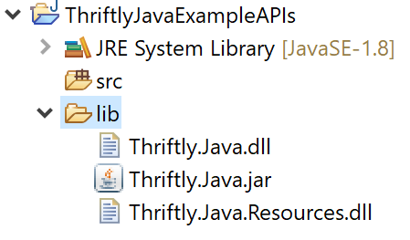 The imported Thriftly Java libraries