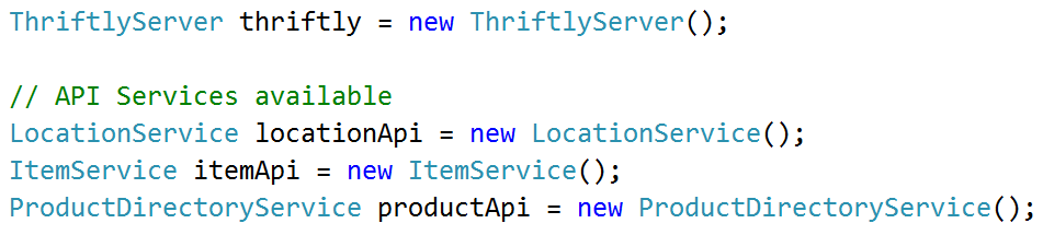 A Thriftly Server object and services