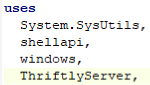 The uses ThriftlyServer directive